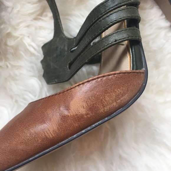 Jessica Simpson Green & Tan Strappy Heels sz8 - Picture 4 of 7